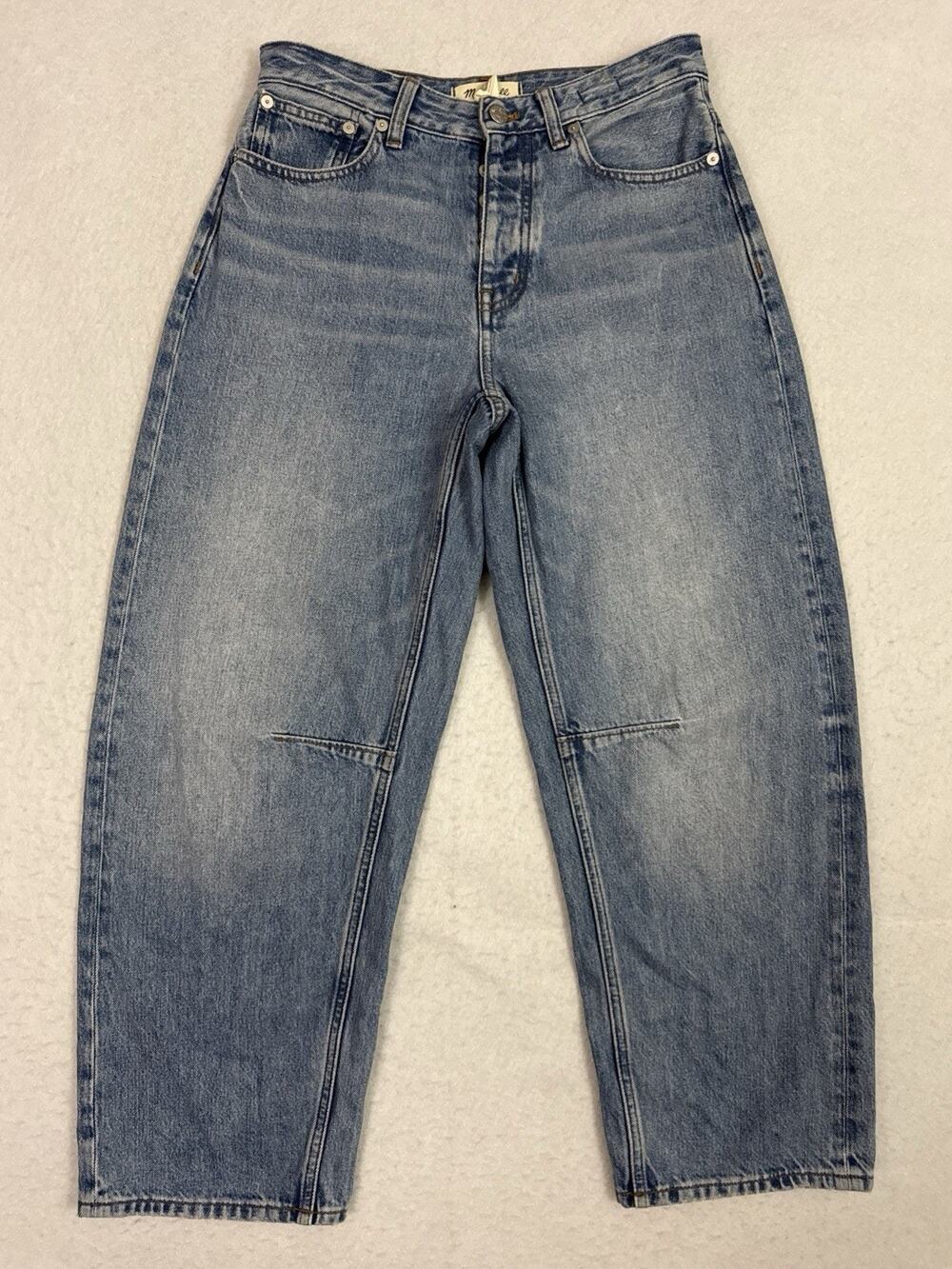 Madewell The Curvy Darted Barrel Leg Jeans Women’s 25 Dobbins Wash Cotton
